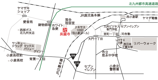長圓寺までの地図